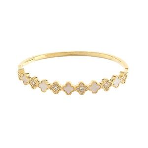 Linked MOP Clover Bangle Bracelet